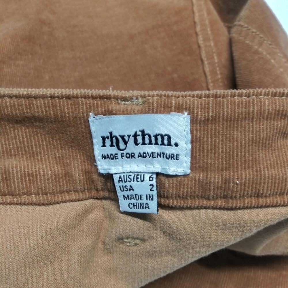 Rhythm Corduroy Mocha Brown Tan Button Down Mini Boho Skirt Size 2 - Picture 7 of 8